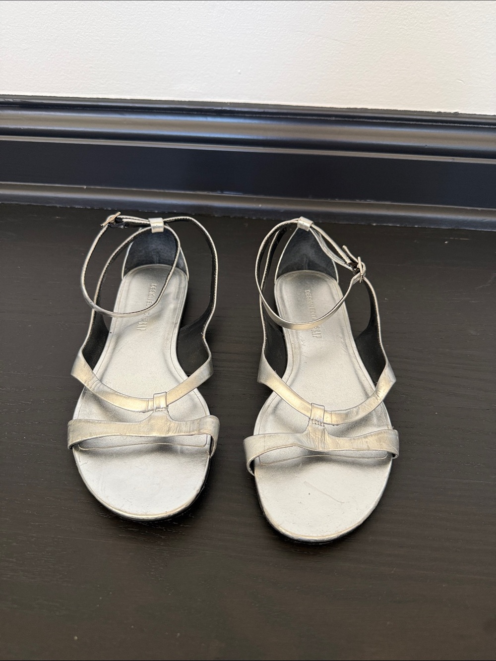GAP Silver Strappy Ankle Buckle Sandals